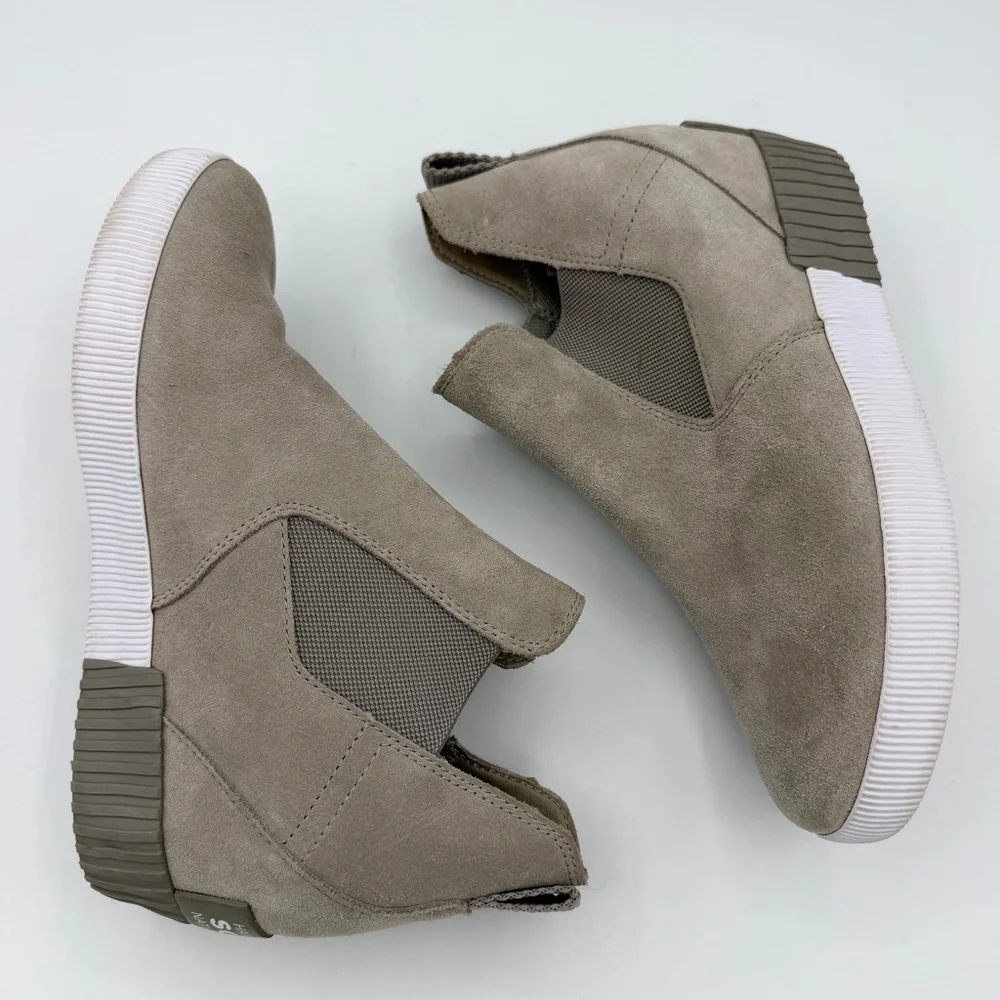 Sorel Out 'N About Slip-On Wedge grey suede shoes